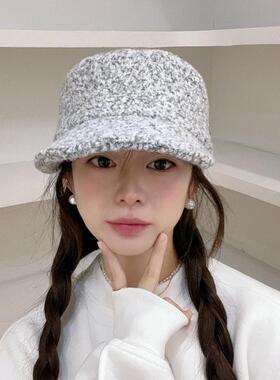 宅女同款羊毛呢报童帽复古英伦风洋气百搭马术帽街头平顶鸭舌帽女
