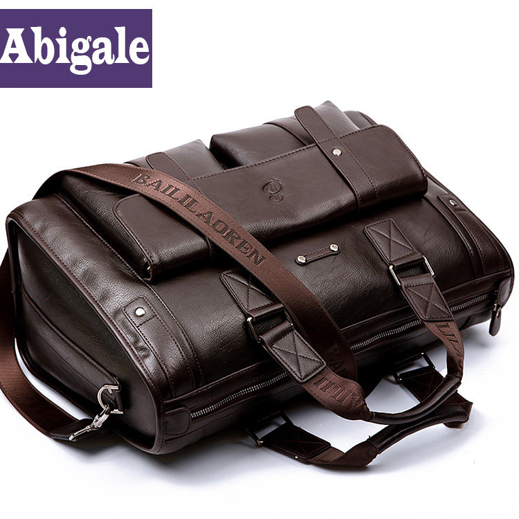 公文包男商务手提包单肩斜挎邮差包男士大容量复古休闲电脑皮包