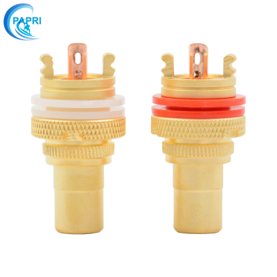 台湾纯铜镀沙金RCA母座莲花插座音响胆机输出入功放音频信号端子