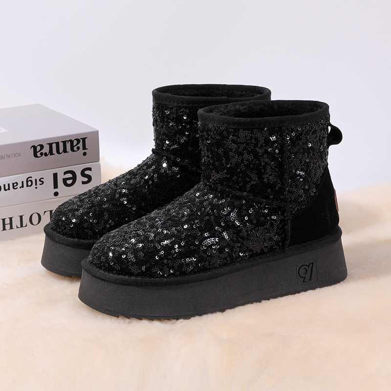 OL雪地靴冬季雪地靴厚底亮片