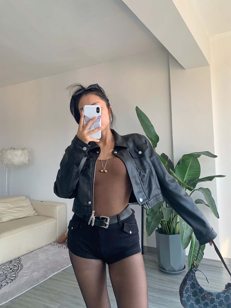 复古皮衣短款机车风软皮