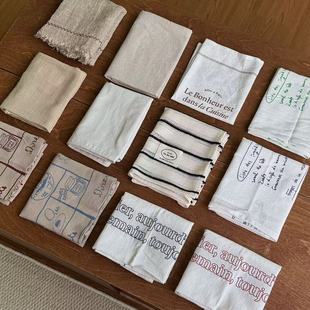 TAN 韩系餐垫日系小桌布ins风英文刺绣复古拍照背景棉布拍摄道具