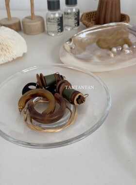 TAN!INS玻璃透明小碟子水果甜品糖果盘圆形家用拍摄道具性冷淡