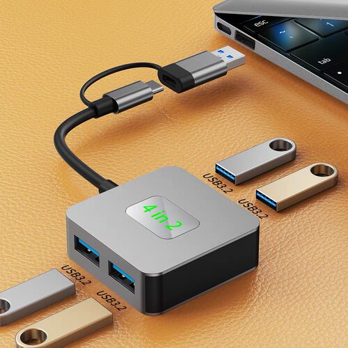 双Typec集线器usb3.2转换器扩展
