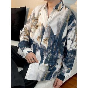 设计感痞帅宽松长袖 Vintage花衬衫 衬衣 男女同款 日系复古港风衬衫