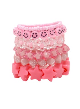 原创设计多巴胺粉色六件手工串珠手链套装星星花朵骷髅头新款手串