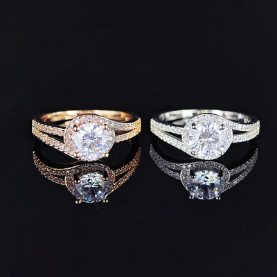 跨境欧美精致简约百搭锆石戒指轻奢个性时尚设计感戒指r1091