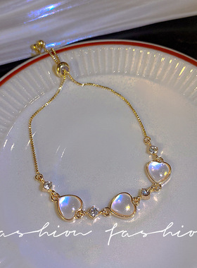 韩国气质猫眼爱心手链ins风时尚百搭手串个性新款可调节手饰