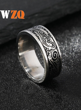 跨境供应钛钢戒指腐蚀抹黑油龙纹不掉色男款不锈钢手饰 饰品