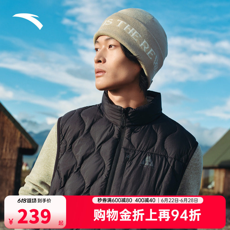 安踏羽绒马甲丨立领短款外套男装冬季新款黑色棉服夹克外套