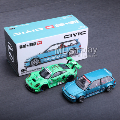 Kaido MINIGT联名126思域 713保时捷绿恐龙 911 GT3 1/64合金车模