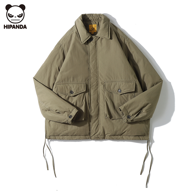 Hi Panda潮牌宽松工装羽绒服男生冬季新款休闲加厚保暖设计感外套