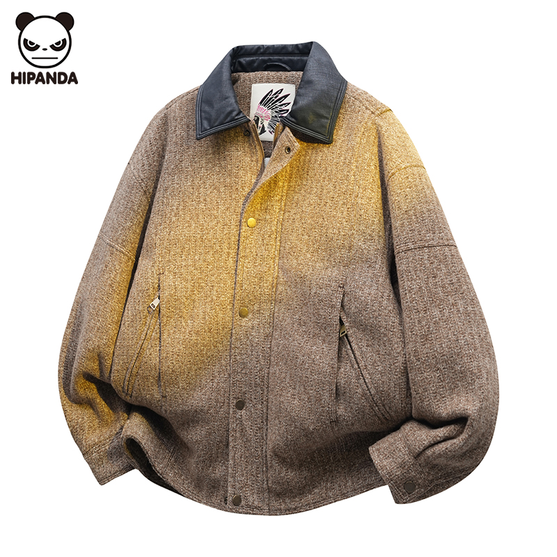 Hi Panda加厚保暖翻领羽绒服男冬季新款潮牌美式复古宽松休闲外套