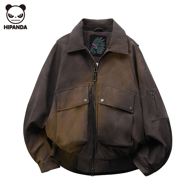 Hi Panda高级感美式翻领夹克羽绒服男士冬季新款潮牌宽松加厚外套