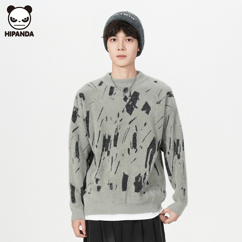 Hi Panda秋冬新款软糯慵懒圆领毛衣男生潮牌宽松休闲保暖针织上衣,男装,针织衫/毛衣,淘宝优惠券,粉丝福利购,淘宝优惠卷