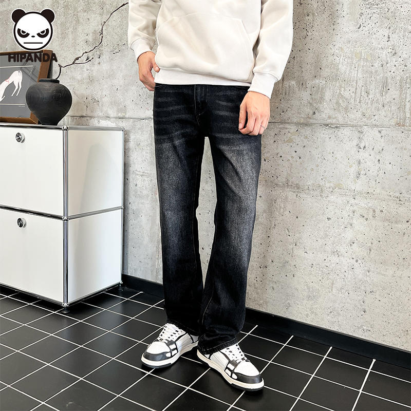 你好熊猫秋季潮牌做旧男士牛仔裤