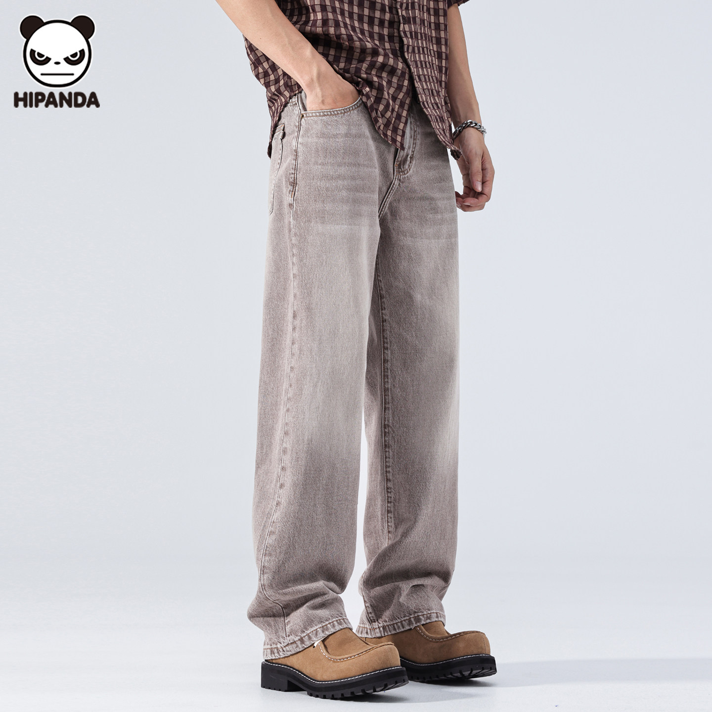 Hi Panda男士牛仔裤2026春季新款潮牌美式复古宽松休闲直筒阔腿裤,男装,牛仔裤,淘宝优惠券,粉丝福利购,淘宝优惠卷