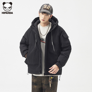 Hi Panda冬季户外连帽工装羽绒服男潮流新款美式宽松加厚保暖外套
