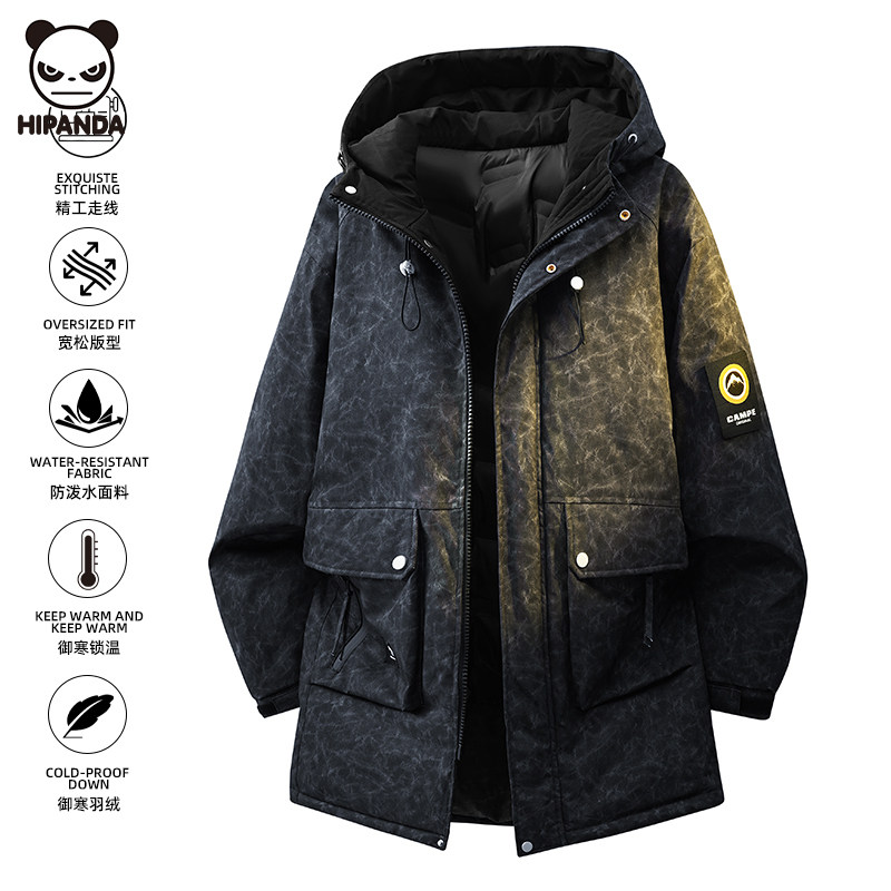 Hi Panda中长款保暖羽绒服男士冬季新款潮牌宽松加厚保暖连帽外套,男装,羽绒服,淘宝优惠券,粉丝福利购,淘宝优惠卷