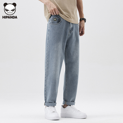 Hi Panda牛仔裤爆款星空纹宽松直筒裤夏季透气运动百搭长裤子男士