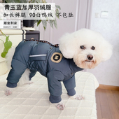 潮查利家宠物冬装 加厚防风羽绒服泰迪比熊狗狗小犬牵引扣保暖棉衣