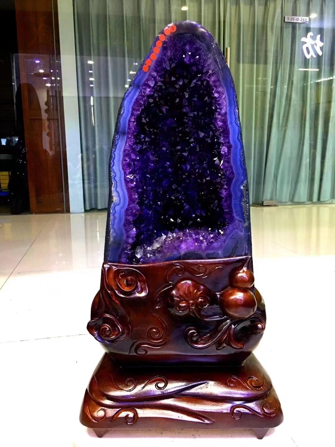 天然紫水晶洞摆件巴西乌拉圭钱袋子恐龙蛋原石摆件办公室家居开业