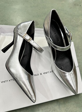 STELLA LUNA露娜女鞋尖头浅口一字扣带优雅玛丽珍高跟鞋SL124068