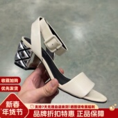 Rebel 女鞋 金属菱形粗跟露趾一字带简约时装 Luxury 凉鞋 L72250437