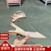 女鞋 低跟时尚 休闲单鞋 丝绸绑带尖头低跟平底鞋 WFP118023