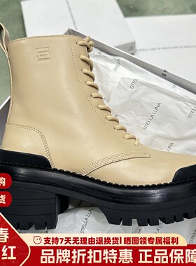 SL露娜女鞋圆头方跟真皮短靴齿轮厚底马丁靴欧美风时装靴SL322102