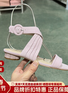 LR女鞋 Luxury Rebel夏季马卡龙色梅花跟低跟露趾凉鞋LI271K14038