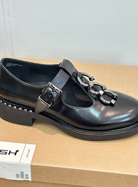 ASH女鞋圆头厚底丁字扣带金属扣饰玛丽珍单鞋乐福鞋女AN333L22022