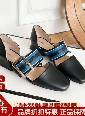 Luxury Rebel 春夏方头通勤平底鞋真皮侧空时尚单鞋LJ142L23021