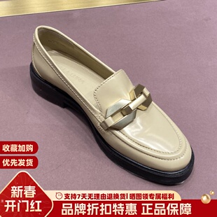 SL322042 女一脚蹬单鞋 露娜女鞋 SL圆头金属搭扣乐福方跟英伦小皮鞋