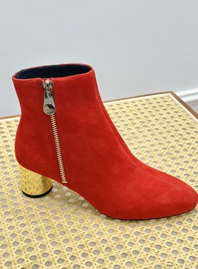 S by STELLA小露娜圆头粗跟短靴时尚小众设计时髦马丁靴女SS17390