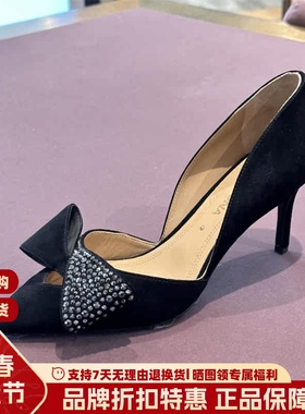 STELLALUNA露娜尖头高跟鞋时尚优雅蝴蝶结浅口细跟单鞋女SL321006