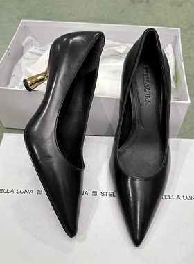 STELLA LUNA露娜女鞋简约素面金属跟单鞋尖头浅口高跟鞋SL324043