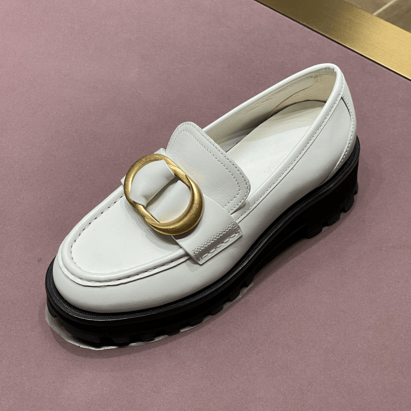 露娜一脚蹬英伦厚底增高乐福鞋女