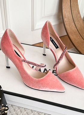 LR春夏尖头浅口时尚高跟鞋钻饰优雅细跟仙女单鞋女LJ133F01008