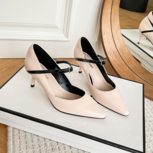 LJ133K02041 办公室女鞋 LR春夏一字扣细跟显瘦单鞋 尖头通勤高跟鞋