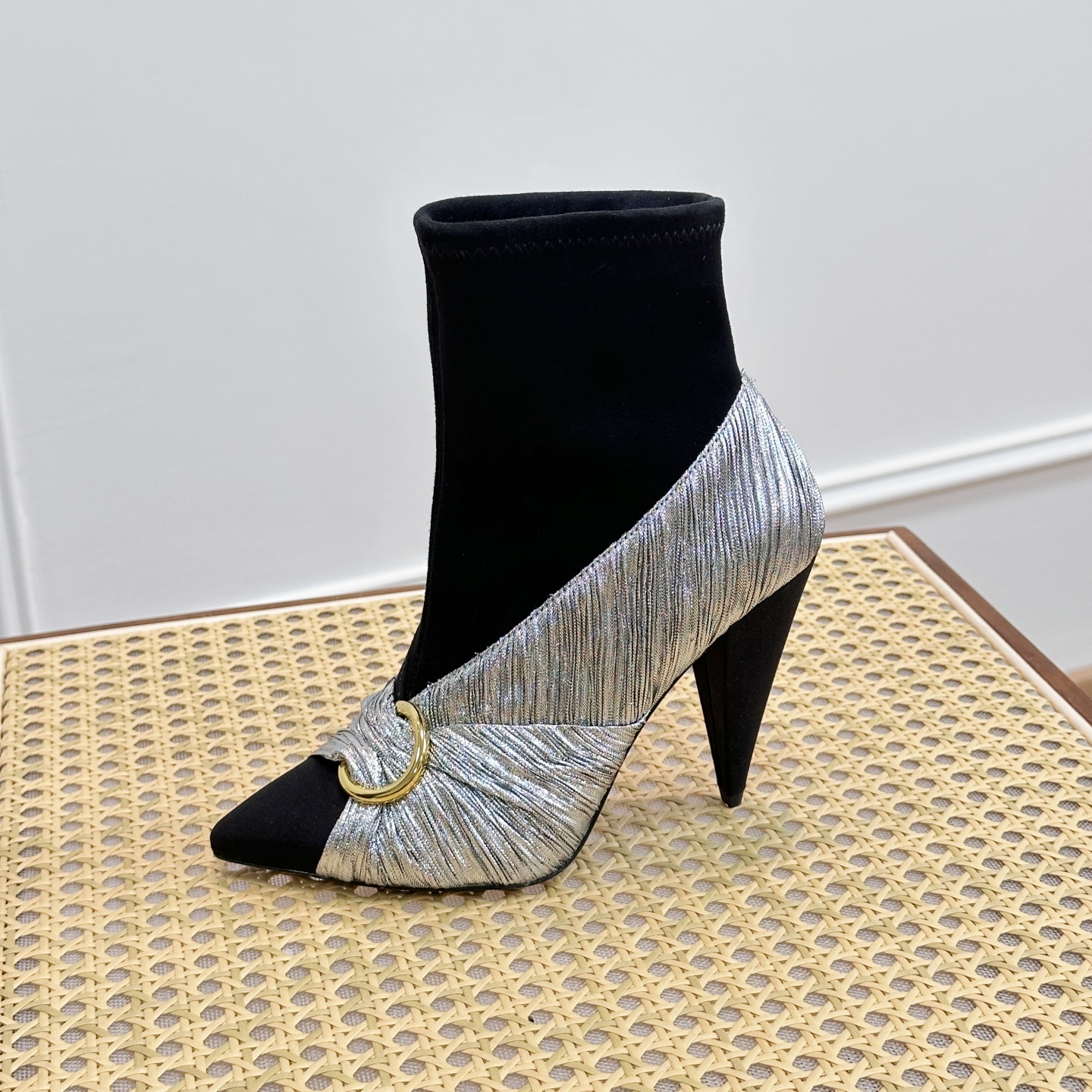 STELLALUNA尖头粗跟瘦瘦靴短靴