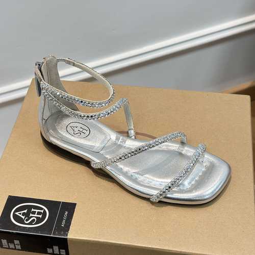 ASH方头平底一字带亮钻时装凉鞋