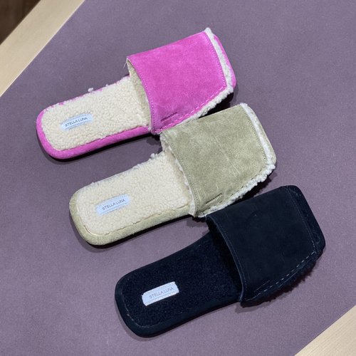 STELLALUNA外穿平底一字毛毛拖女