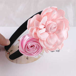 夏季简约立体玫瑰花朵发箍度假风头饰森系少女公主风洋气宽边头箍
