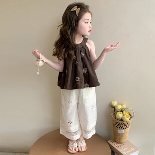 女童吊带套装夏季2026新款儿童韩范夏装女宝宝洋气时髦两件套薄款