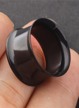 黑色单只耳扩钛钢扩耳耳环耳洞双喇叭欧美朋克潮中空扩耳器耳饰品