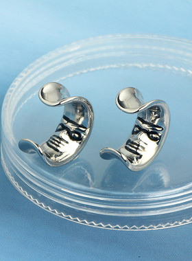 铜耳扩开口形空心异形月亮鬼脸耳廓扩耳器耳钉穿刺饰品ear tunel