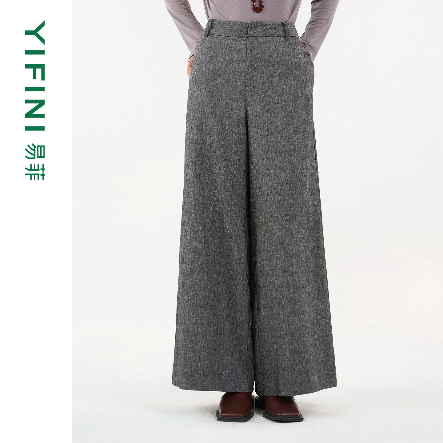 [专柜同款]Yifini/易菲天丝棉麻混纺仿牛仔文艺宽松阔腿裤休闲裤,女装/女士精品,休闲裤,淘宝优惠券,粉丝福利购,淘宝优惠卷