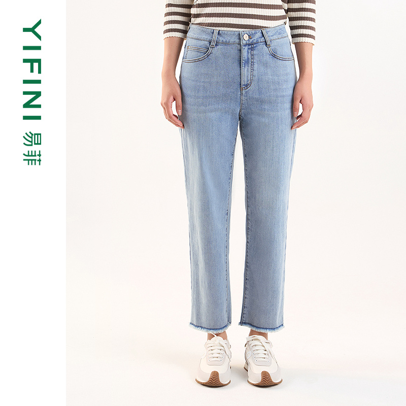 易菲时尚直筒裤显瘦九分牛仔裤