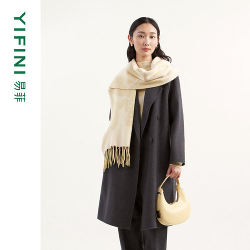 易菲气质格雷系通勤双面呢大衣